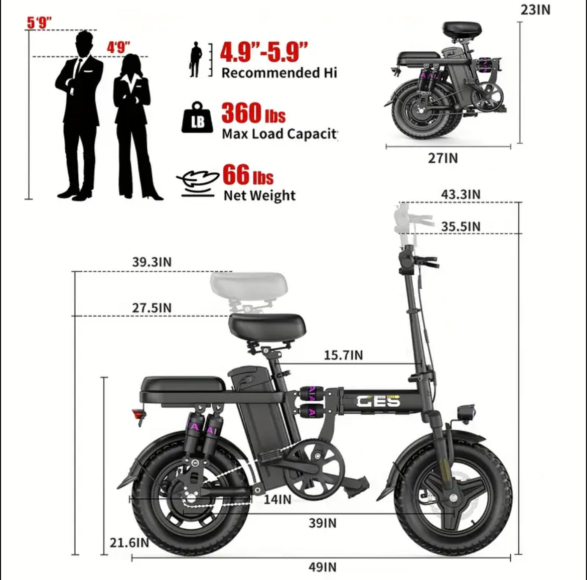 Bust-A-Ride GES — Foldable Electric Bike Type Approved Twist & Go EAPC