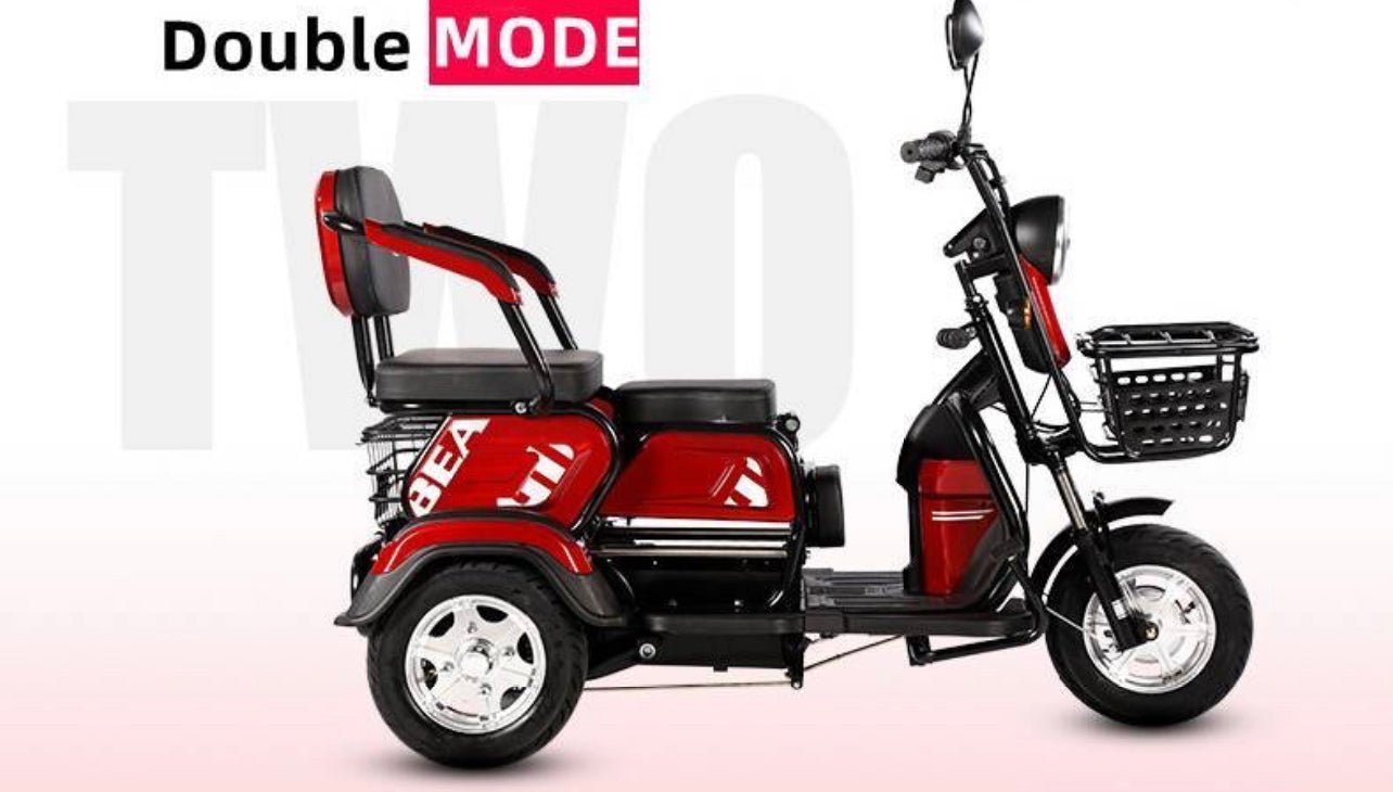 Triple Seat Electric Mobility Scooter Tricycle - 1000W Motor, 3 Speeds (8km/h, 13km/h, 25km/h) max load 300kg - Bust-A-Ride