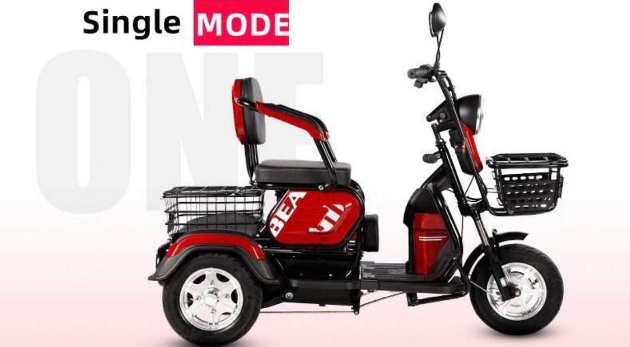 Triple Seat Electric Mobility Scooter Tricycle - 1000W Motor, 3 Speeds (8km/h, 13km/h, 25km/h) max load 300kg - Bust-A-Ride